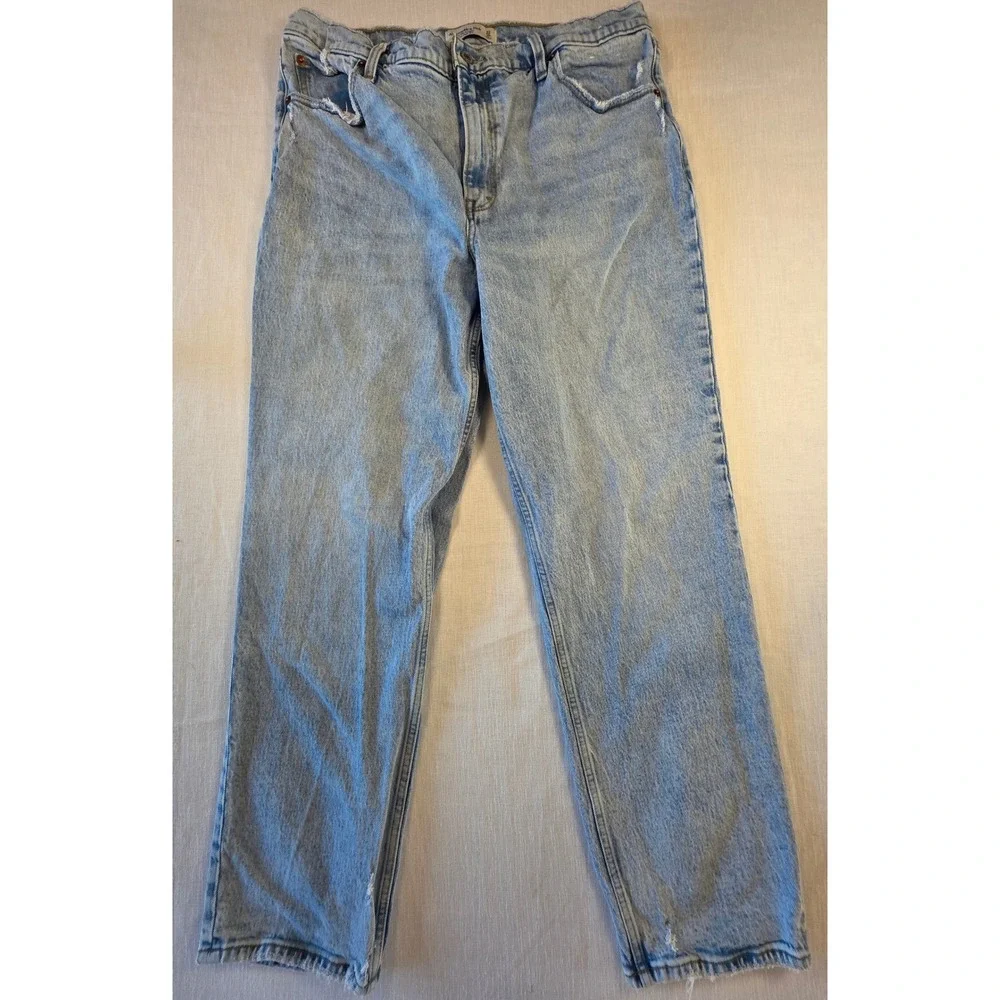 Abercrombie & Fitch The 90s Straight Ultra High Rise Lt Wash Jeans 33 16R Y2k - Picture 10 of 13